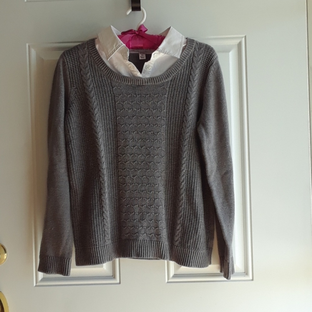 Croft & Barrow Petite Gray 2-in-1 Sweater